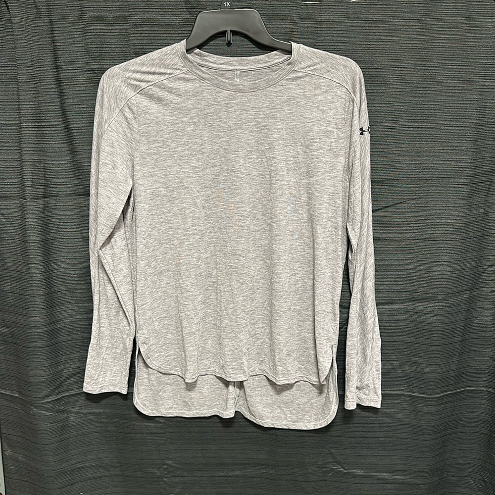 Women's Under Armour Loose Fit Heat gear Keyhole‎ Back Workout grey Long sleeves